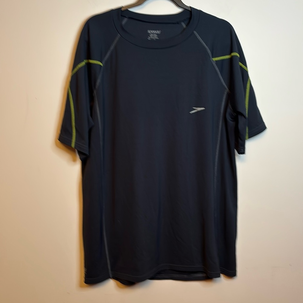 Speedo blue short sleeve athletic shirt, size XXL